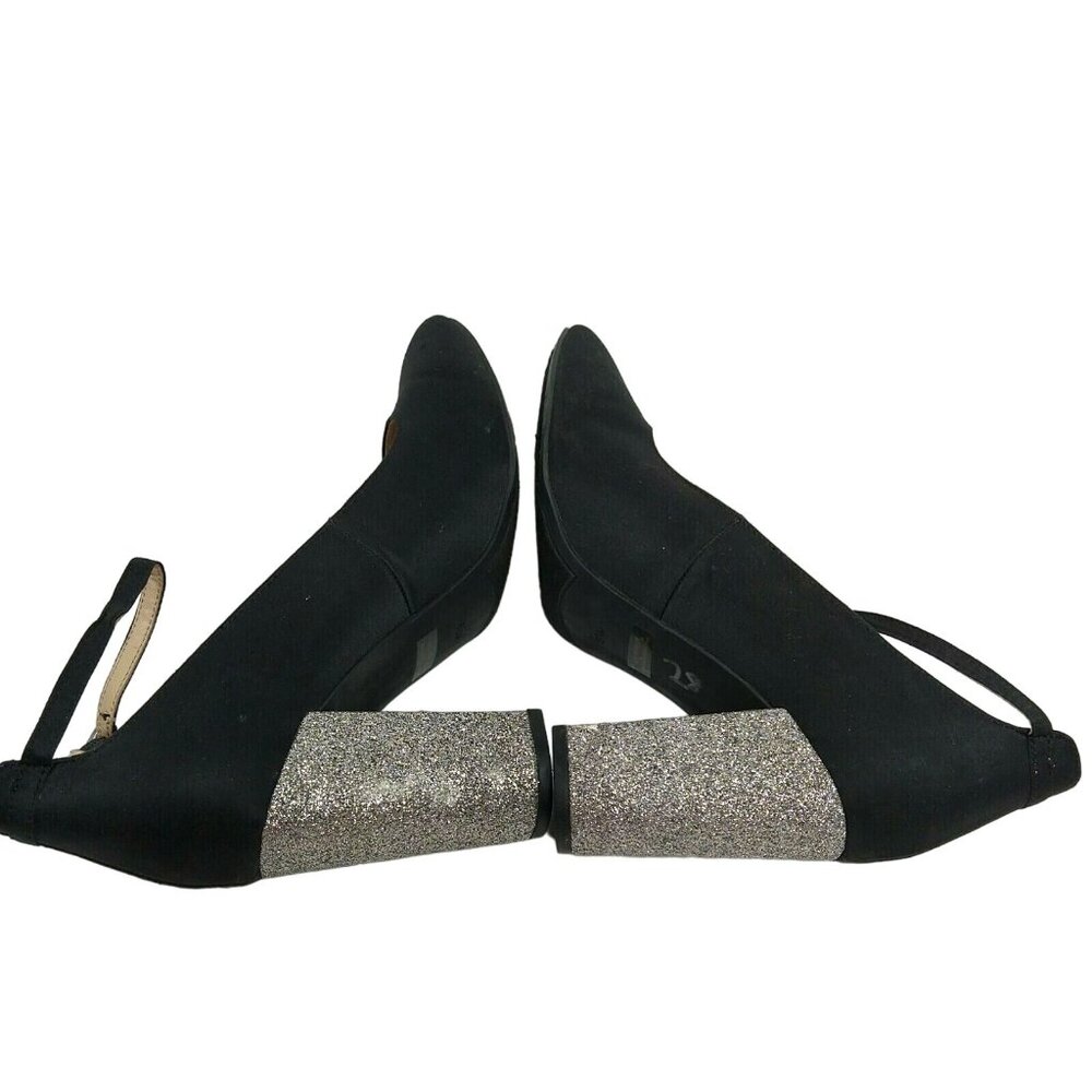 Marc Fisher Ankle Strap Block Heel Shoes Retro Women Size 8.5 M Black Silver - Picture 6 of 9